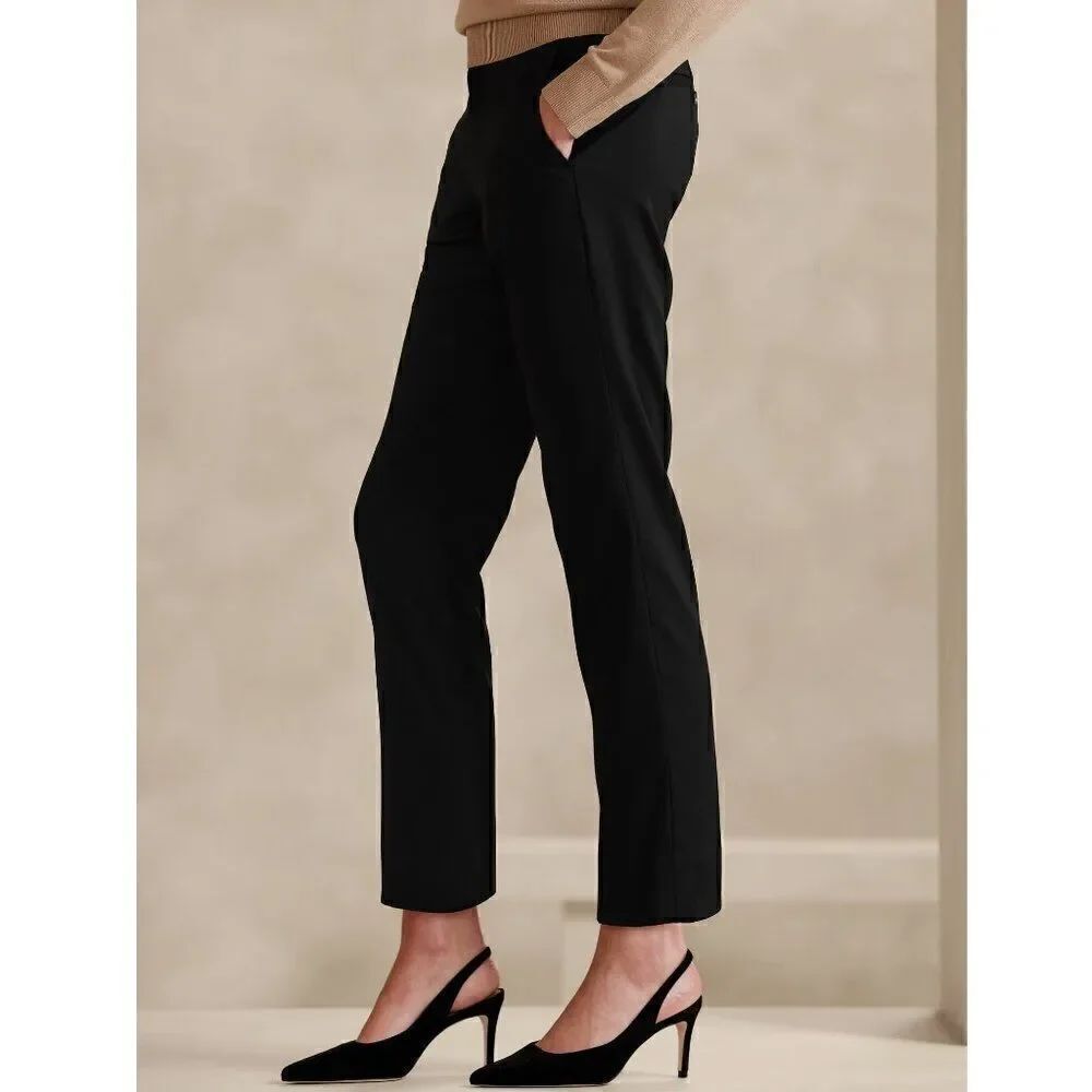NWT Banana Republic Womens Avery Straight Leg Black Pants (Tall)